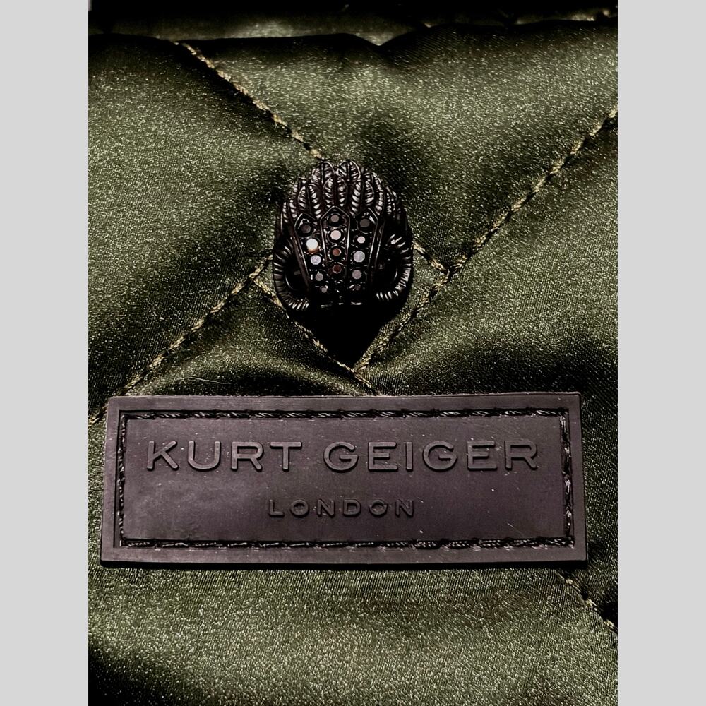 Kurt Geiger London Dark Green Quilted Nylon Large Tote Shoulder Travel Bag
